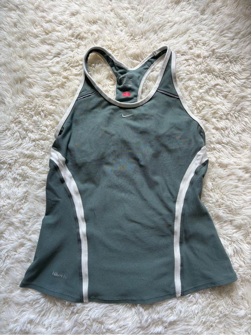 Nike Dri-FIT Racerback Tank - Dusty Teal with White Trim